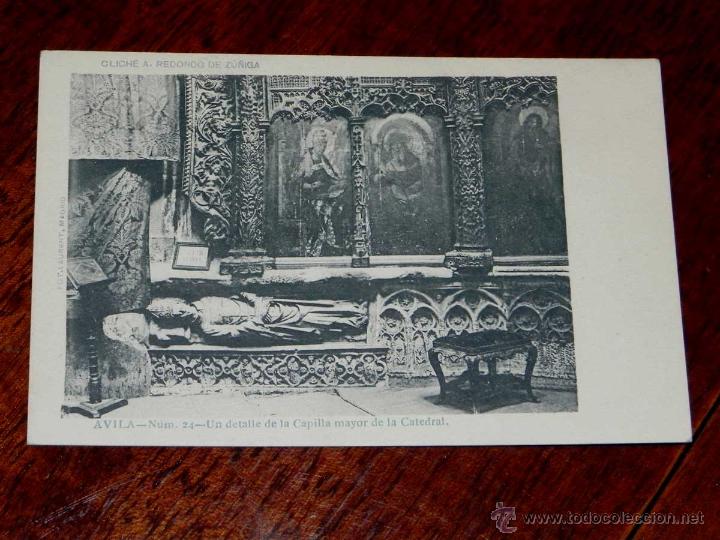 Postales: ANTIGUA POSTAL - AVILA - UN DETALLE DE LA CAPILLA MAYOR DE LA CATEDRAL - CLICHE A. REDONDO ZU&Ntilde;IGA -
