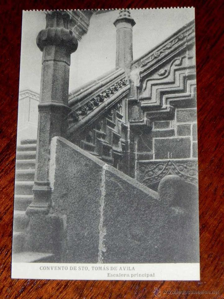Postales: ANTIGUA POSTAL - AVILA - CONVENTO DE STO. TOMAS DE AVILA - ESCALERA PRINCIPAL - HAUSER Y MENET - SIN