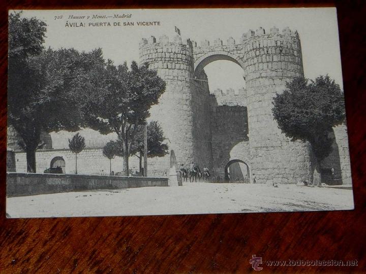 Postales: ANTIGUA POSTAL - AVILA - PUERTA DE SAN VICENTE - HAUSER Y MENET - 728 - SIN CIRCULAR