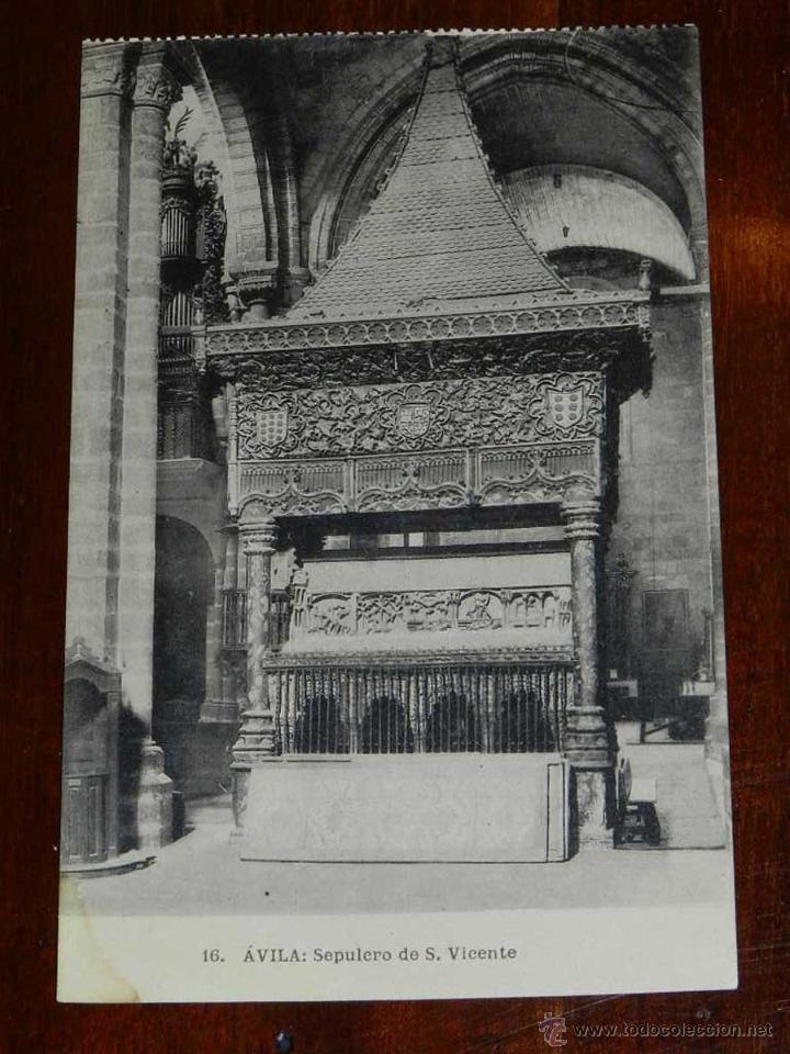 Postales: ANTIGUA POSTAL DE AVILA - SEPULCRO DE S. VICENTE - N. 16 - FOT. DE HAUSER Y MENET - NO CIRCULADA.