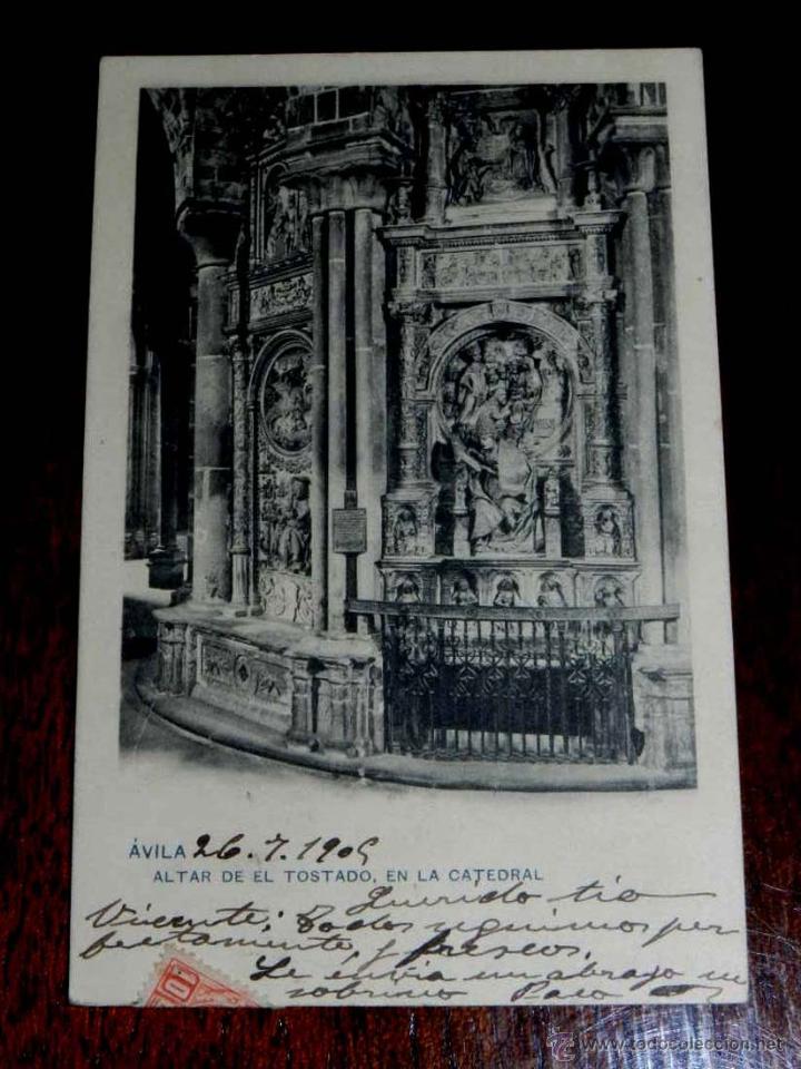 Postales: ANTIGUA POSTAL DE AVILA, ALTAR DE EL TOSTADO, EN LA CATEDRAL, CIRCULADA, SIN DIVIDIR, ED. HAUSER Y M