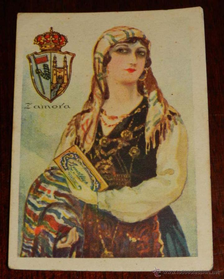 Postales: ANTIGUO CROMO DE ZAMORA, TRAJE REGIONAL - PUBLICIDAD DE CHOCOLATES AMATLLER - MIDE UN POQUITO MENOS