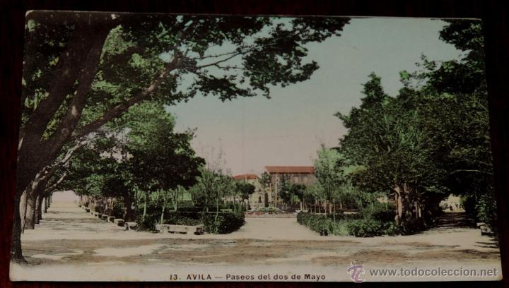 Postales: AVILA, PASEOS DEL DOS DE MAYO, 13, SIN MARCA EDITORIAL, COLOREADA, SIN CIRCULAR
