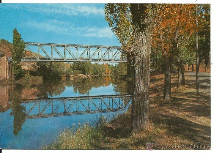 Postales: SORIA.-MARGENES DEL DUERO Y PUENTE F.C AL FONDO LAS PLAYAS.-EDICIONES SICILIA N&ordm; 6