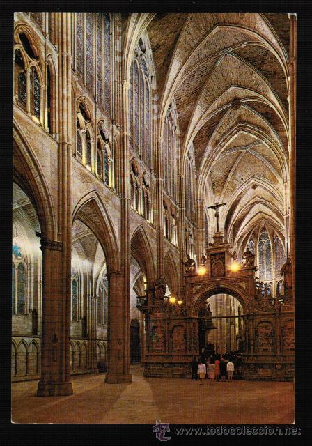 Postales: POSTAL LE&Oacute;N. CATEDRAL. NAVE CENTRAL - Foto 1