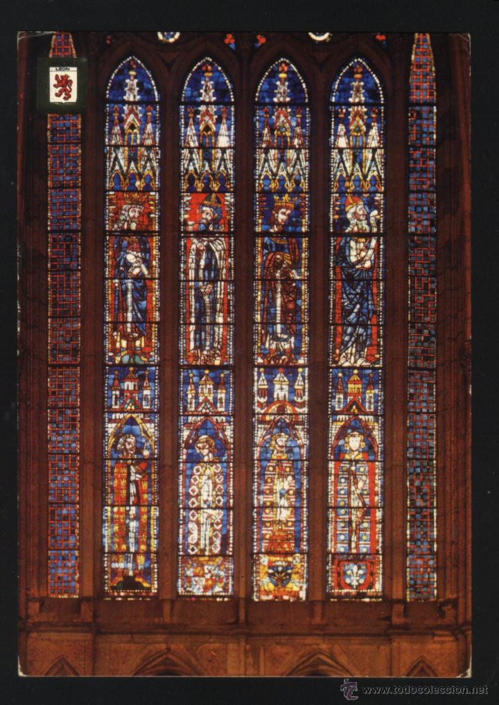 Postales: LE-0118- LE&Oacute;N. CATEDRAL. VENTANAL ALTO. - Foto 1