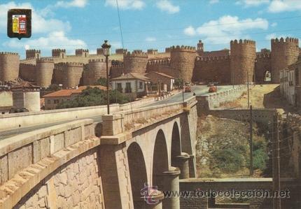 Postales: AVILA - VISTA PARCIAL - PUENTE Y MURALLA MEDIEVAL - ROMANICA - N&ordm;4-ED.ESCUDO ORO - A&Ntilde;O 1970 -ESCRITA