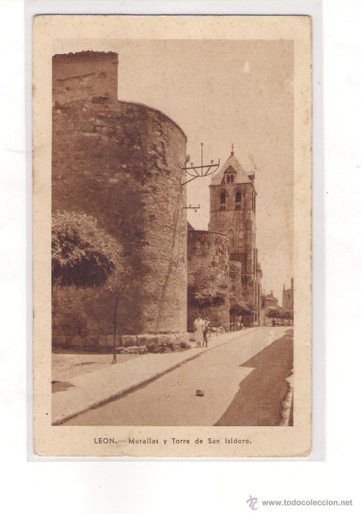 Postales: POSTAL DE LEON  - TORRE Y MURALLAS DE SAN ISIDORO -