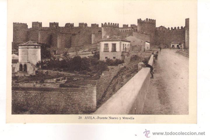 Postales: POSTAL DE AVILA  PUENTE NUEVO Y MURALLA .