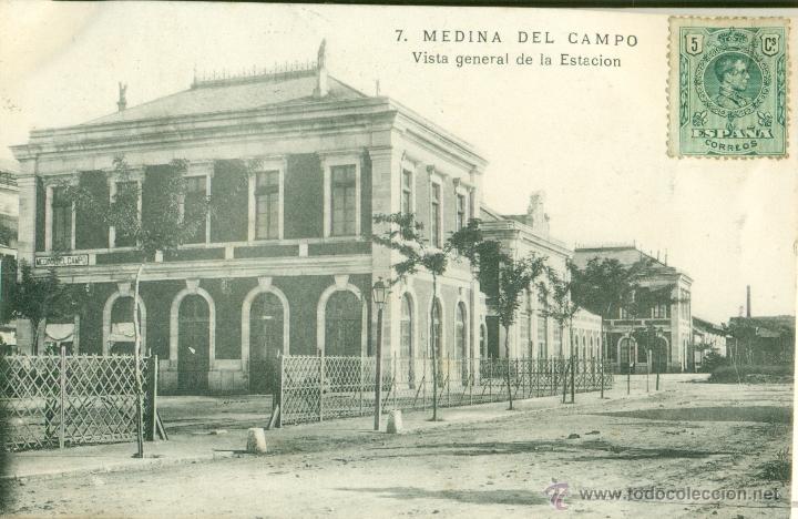 Postales: ESTACION DE MEDINA DEL CAMPO.CIRCULADA EN 1910.