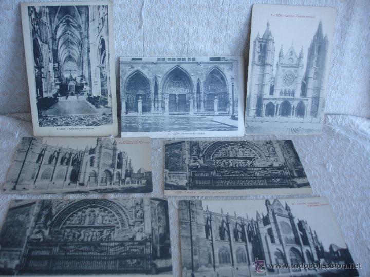 Postales: Lote de 7 postales: Catedral de Le&oacute;n - Foto 1