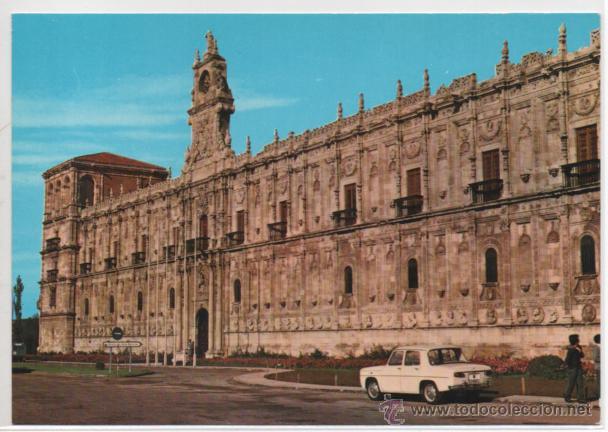 Postales: LEON N&ordm; 10 .- HOSTAL SAN MARCOS .- EDICION HIJOS DE F. ALONSO .- RENAULT 8