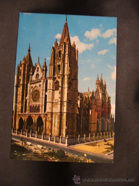 Postales: POSTAL - CATEDRAL, FACHADA PRINCIPAL - LEON -