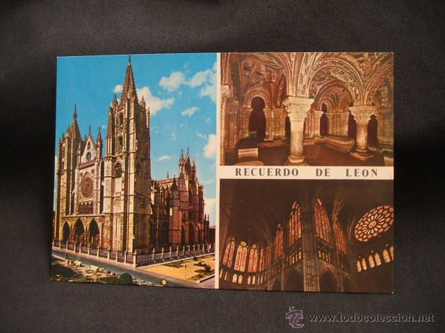 Postales: POSTAL - CATEDRAL, PANTEON DE REYES, VIDRIERAS - LEON -