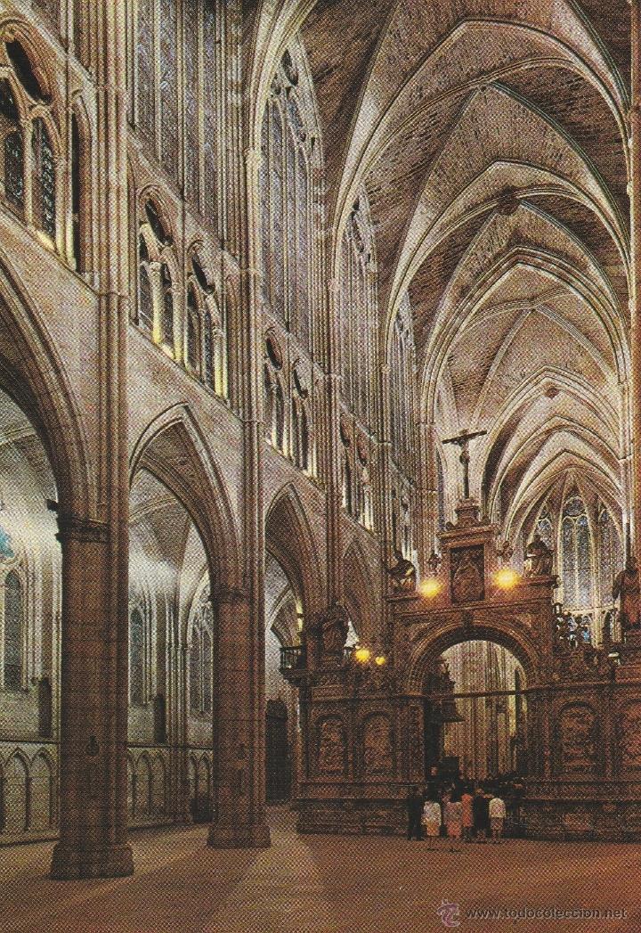 Postales: N&ordm; 14605 POSTAL CATEDRAL LEON NAVE CENTRAL