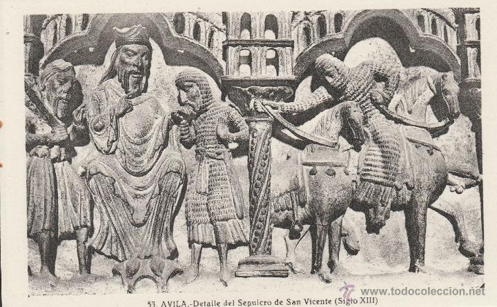 Postales: N&ordm; 14972 POSTAL DETALLE DEL SEPULCRO DE SAN VICENTE AVILA
