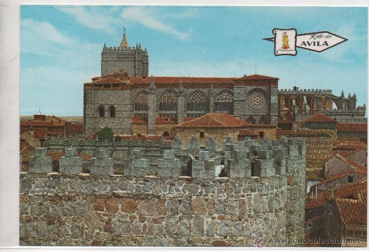 Postales: AVILA .- CATEDRAL Y MURALLAS .- N&ordm; 21 RECUERDO DE AVILA .- EDICIONES PERGAMINO .- SIN CIRCULAR