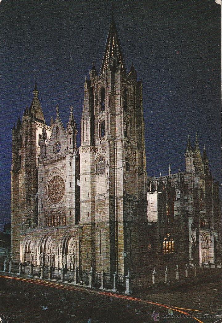 Postales: N&ordm; 21848 POSTAL LEON CATEDRAL NOCTURNO