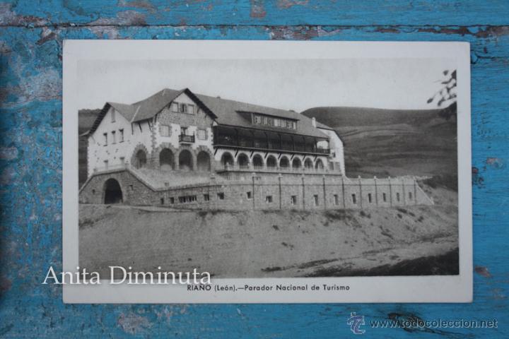 Postales: ANTIGUA POSTAL RIA&Ntilde;O - LEON - PARADOR NACIONAL DE TURISMO - ESCRITA PERO NO CIRCULADA - EN BUEN ESTA