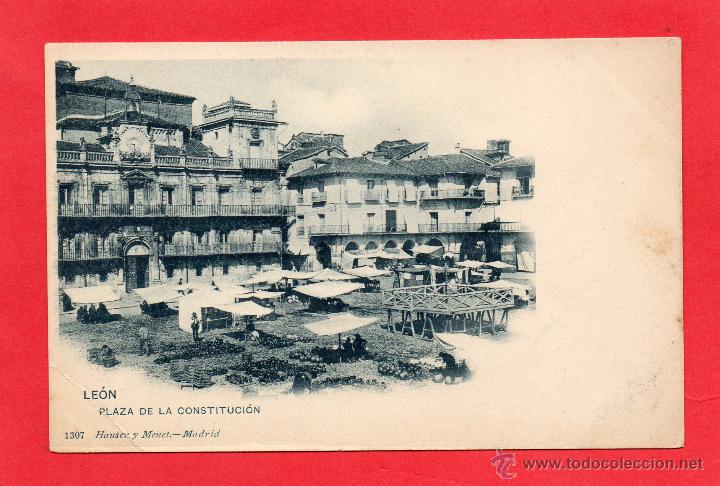 Postales: le&oacute;n. 1307 h y m plaza de la constituci&oacute;n - Foto 1