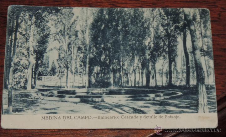 Postales: POSTAL DE MEDINA DEL CAMPO, BALNEARIO, CASCADA Y DETALLE DE PAISAJE, PAPELERIA RICARDO SENDINO, NO C