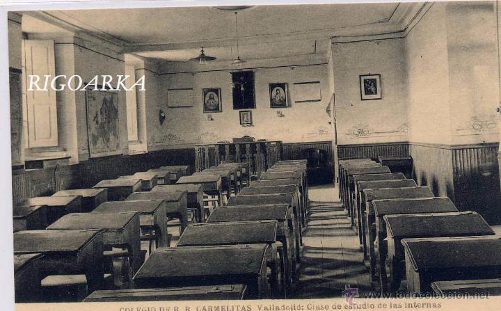 Postales: VALLADOLID.- COLEGIO DE R.R. CARMELITAS.- CLASE DE ESTUDIO DE LAS INTERNAS