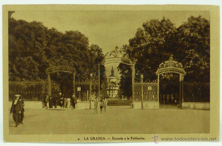 Postais: Postal La Granja Entrada poblaci&oacute;n animada Heliotipia Art&iacute;stica Espa&ntilde;ola sin circular