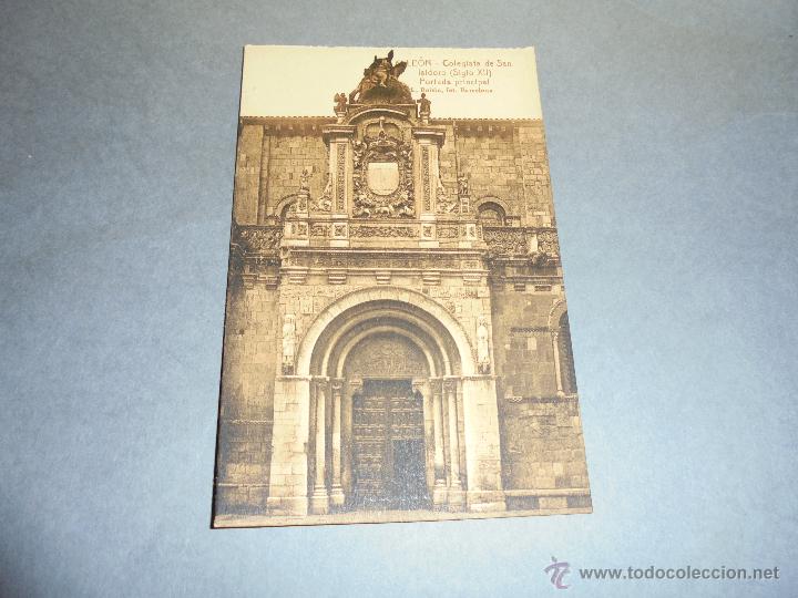 Postales: LEON - COLEGIATA DE SAN ISIDORO , PORTADA PRINCIPAL ROISIN FOTG. 14X9 CM.
