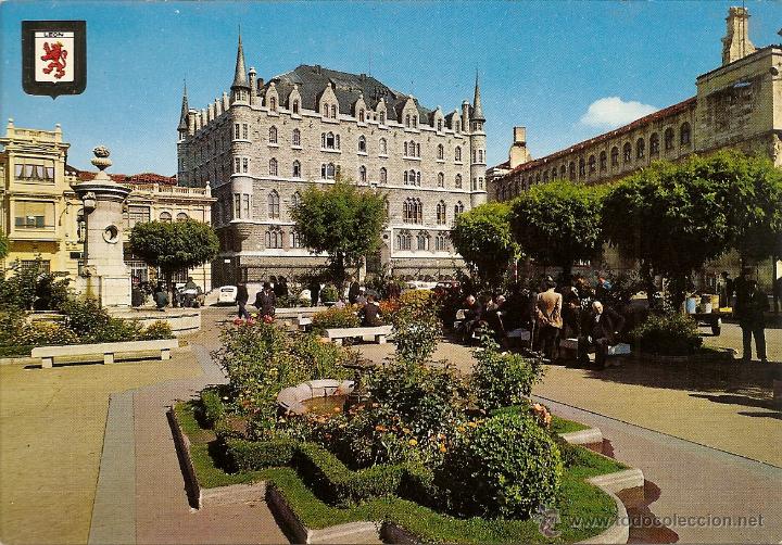 Postales: POSTAL, LE&Oacute;N, PLAZA DE SAN MARCELO Y EDIFICIO CAJA AHORROS - Foto 1