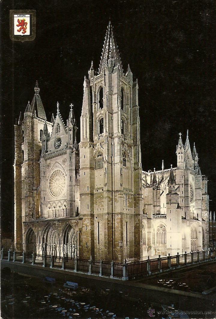 Postales: POSTAL, LEON,  LA CATEDRAL,  ESCRITA