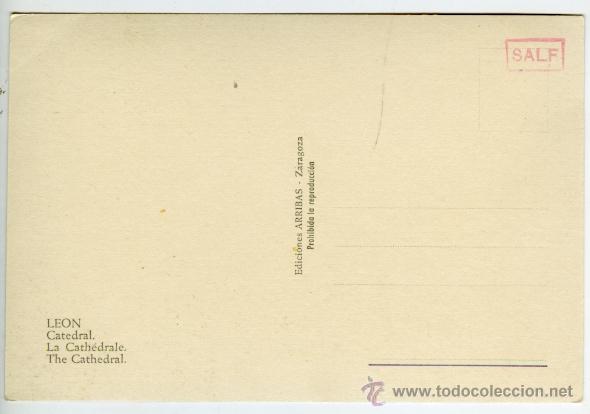 Postales: Le&oacute;n. Catedral. Ediciones Arribas Zaragoza. - Foto 2