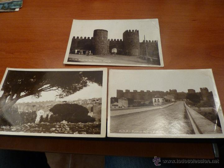 Postales: tres antiguas postales fotograficas de avila, puente nuevo, vista parcial y puerta del puente adaja