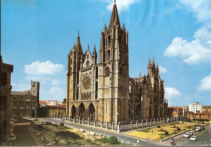 Postales: POSTAL, LE&Oacute;N, CATEDRAL, ESCRITA - Foto 1