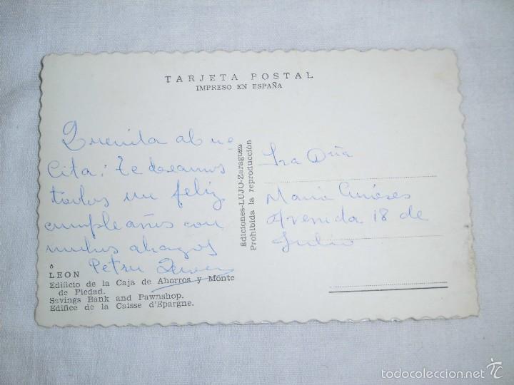 Postales: 6.-LEON EDIFICIO DE LA CAJA DE AHORROS Y MONTE DE PIEDAD.EDICIONES LUJO ZARAGOZA - Foto 2