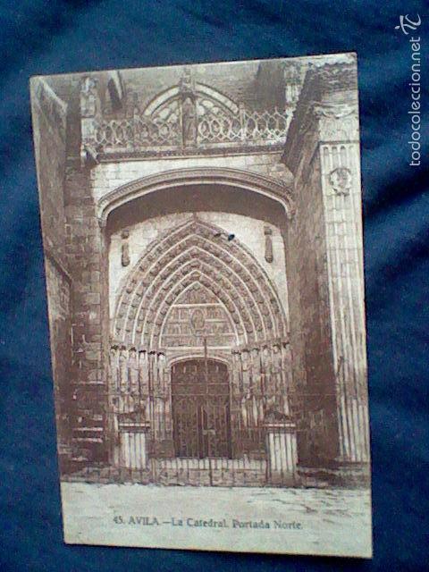 Postales: PORTADA NORTE CATEDRAL  AVILA  ED FOT MAYORAL ENCINAR N&ordm; 45 CIRCULADA (*)