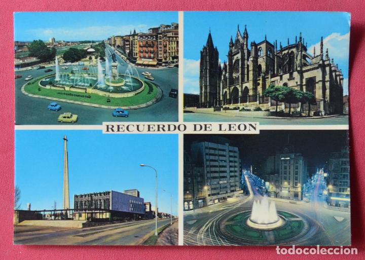 Postales: LEON - PLAZA DE GUZMAN EL BUENO  Y OTRAS VISTAS - HIJOS DE F. ALONSO 3 - SET 600