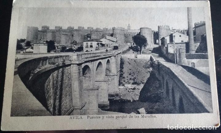 Postales: AVILA, PUENTE Y VISTA PARCIAL DE LAS MURALLAS, ESCRITA A&Ntilde;O 1937, III A&Ntilde;O TRIUNFAL, CENSURA MILITAR,
