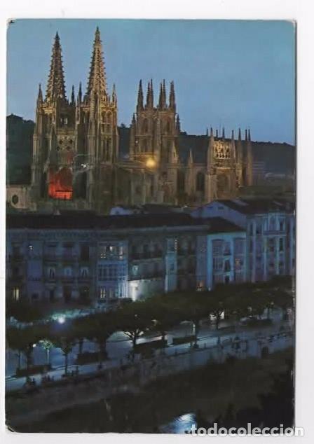 Postales: Postal n&ordm;. 38, Vista nocturna de la Catedral de Burgos ( Escrita y circulada en 1968 )