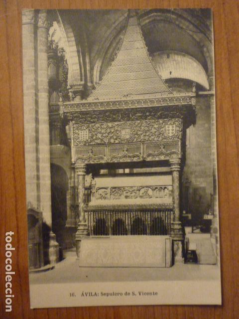 Postales: POSTAL SEPULCRO DE S. VICENTE (AVILA). FOTOTIPIA DE HAUSER Y MENET. SIN ESCRIBIR.