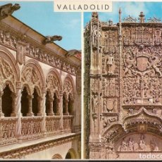 Postales: VALLADOLID COLEGIO SAN GREGORIO PATIO Y FACHADA DETALLES CIRCULADA SELLO 1 PESETA 1968. Lote 69668621