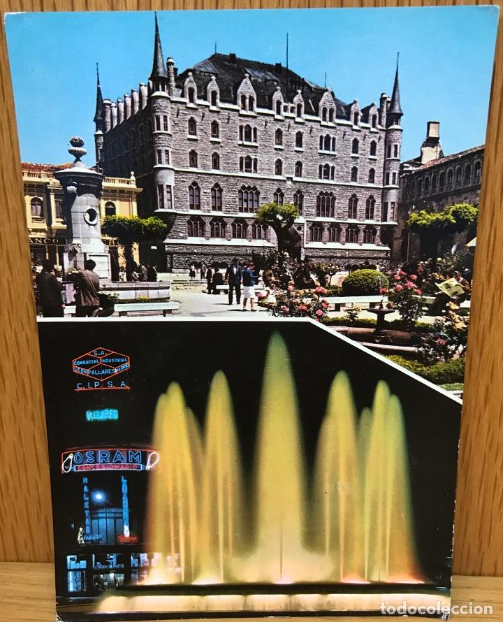 Postales: Le&oacute;n (N&deg; 28) - Edificio de la Caja de Ahorros y Fuente Monumental - Foto 1