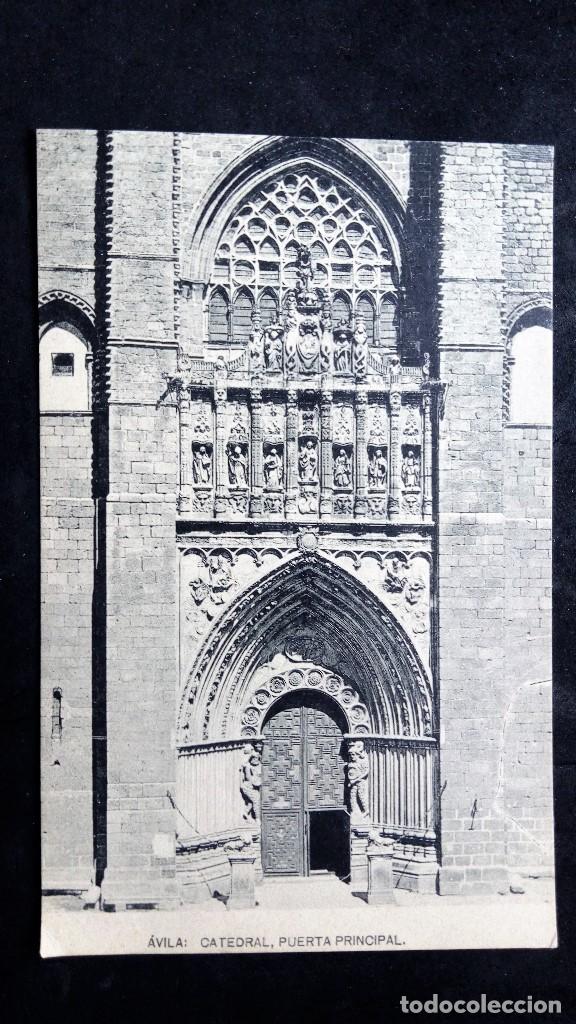 Postales: POSTAL AVILA -  CATEDRAL, PUERTA PRINCIPAL , FOTOTIPIA HAUSER Y MENET