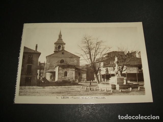 Postales: LEON FUENTE E IGLESIA DEL MERCADO - Foto 1