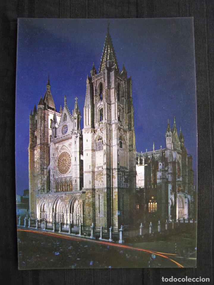Postales: POSTAL LEON - CATEDRAL - NOCTURNO.