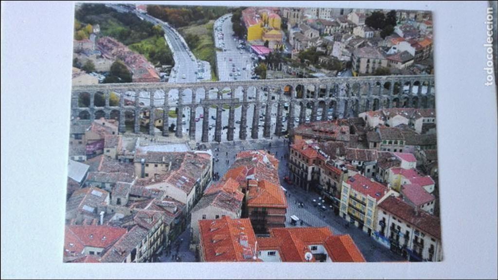 Postales: POSTAL SIN USO, ACUEDUCTO ROMANO DEL.SIGLO-I EN LA CIUDAD DE SEGOVIA.VISTA A&Eacute;REA.