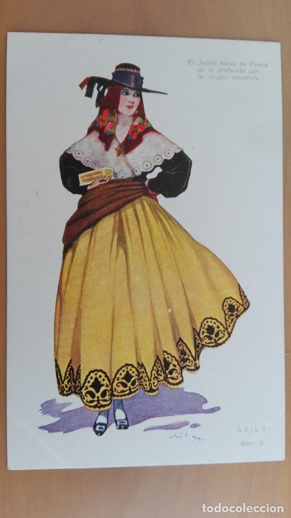 Postales: POSTAL PUBLICITARIA N&ordm; 6 JABON HENO DE PRAVIA COLECCION TRAJES TIPICOS AVILA EDIC IMPRENTA GAL