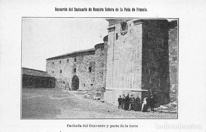 Postales: RECUERDO DEL SANTUARIO DE NTRA SRA DE LA PE&Ntilde;A DE FRANCIA.- FACHADA DEL CONVENTO Y PARTE DE LA TORRE