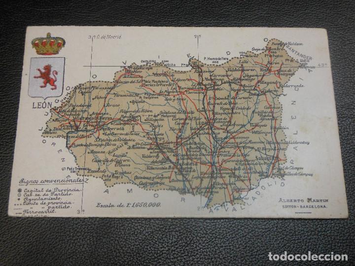 Postales: TARJETA POSTAL MAPA DE LEON - ALBERTO MARTIN - Foto 1