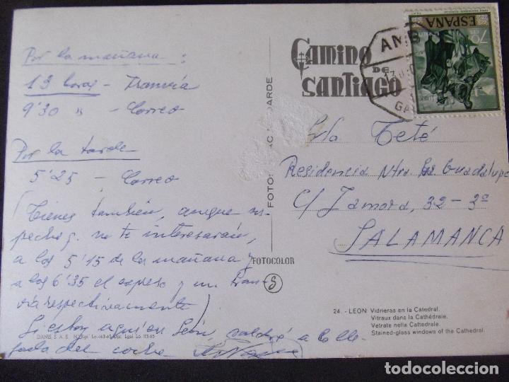 Postales: LEON-V43-CIRCULADA-VIDRIERAS EN LA CATEDRAL - Foto 2
