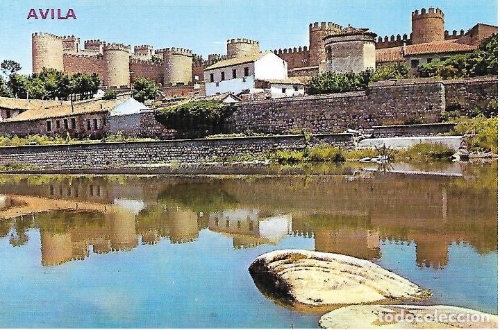 Postales: AVILA - MURALLAS Y RIO ADAJA (A&Ntilde;OS 70)